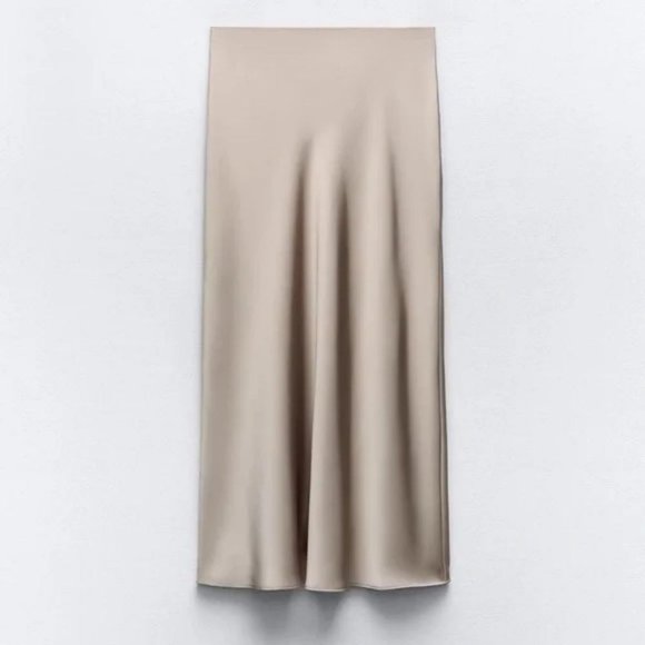 ZARA SATIN EFFECT MIDI SKIRT - Picture 3 of 5